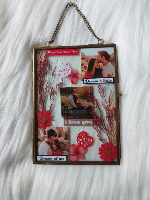Vintage Personalised Glass Photo Frame with Dried Flowers | Custom Romantic Gift