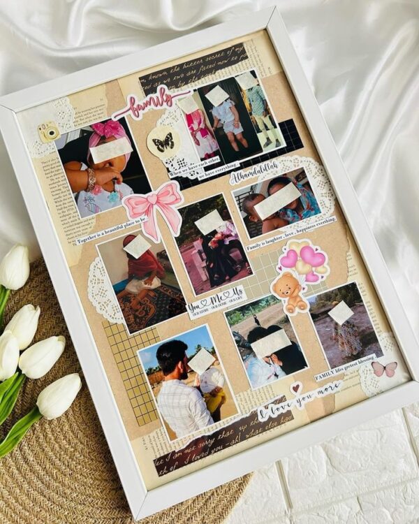 Personalized Family Photo Collage Frame | Handmade Scrapbook Wall Art Gift