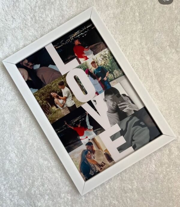 Personalized LOVE Photo Collage Frame | Custom Couple Picture Wall Art Gift