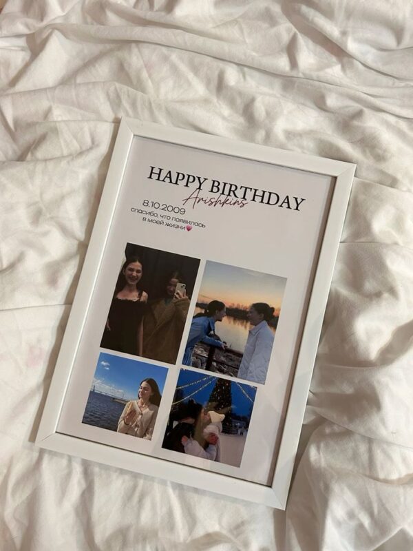 Custom Birthday Photo Frame with Name & Collage – Unique Personalized Gift