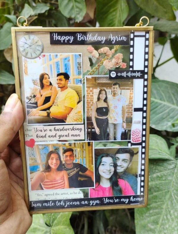 Personalised Glass Photo Frame for Birthday | Custom Vintage Gift with Photos & Quotes